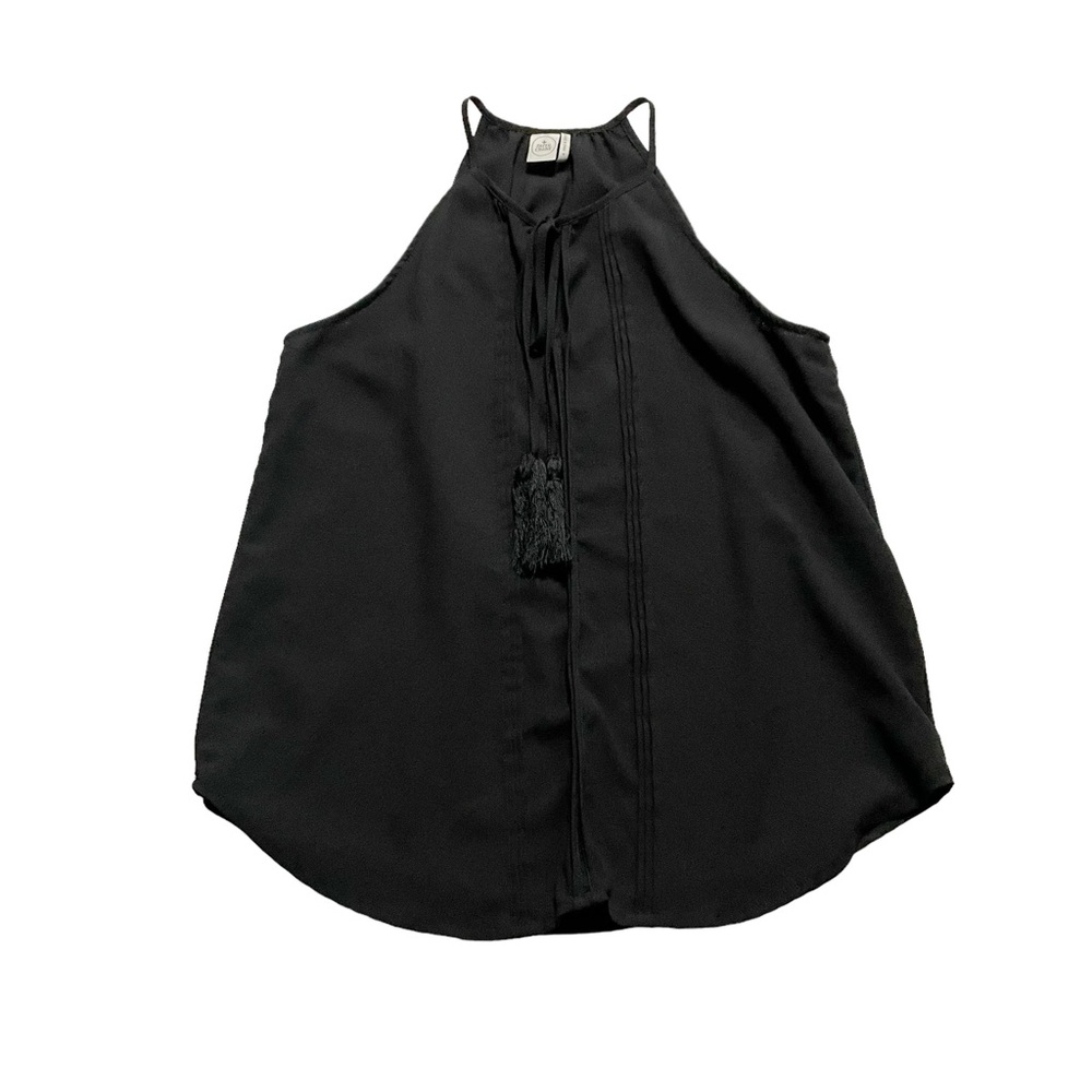 Paper Crane Sleeveless Boho Keyhole Tie Up Neckline Lightweight Blouse Medium